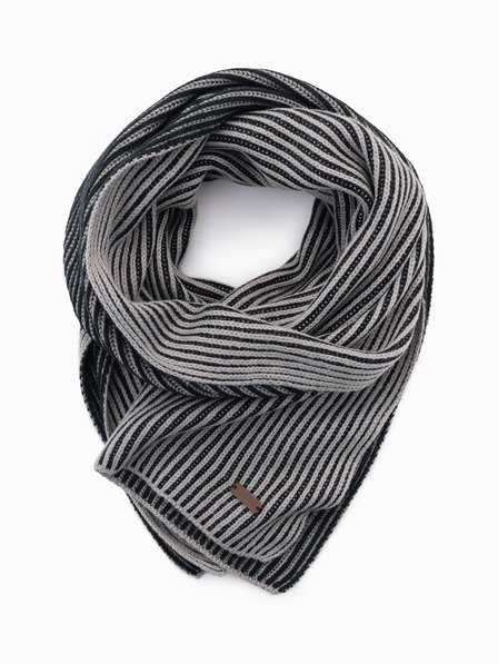 Ombre Clothing Sciarpa da uomo in maglia a righe bicolore grigio e nero Ombre Clothing