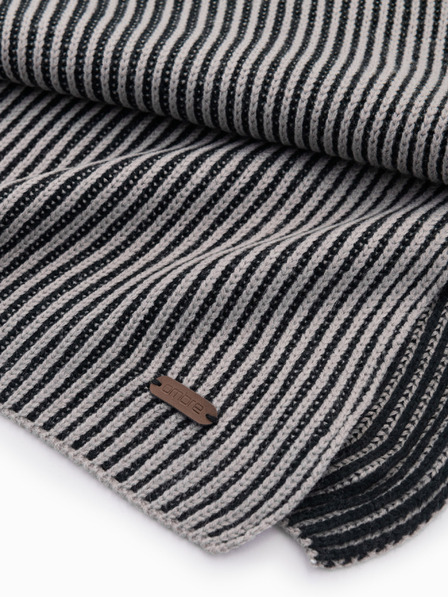 Ombre Clothing Sciarpa da uomo in maglia a righe bicolore grigio e nero Ombre Clothing