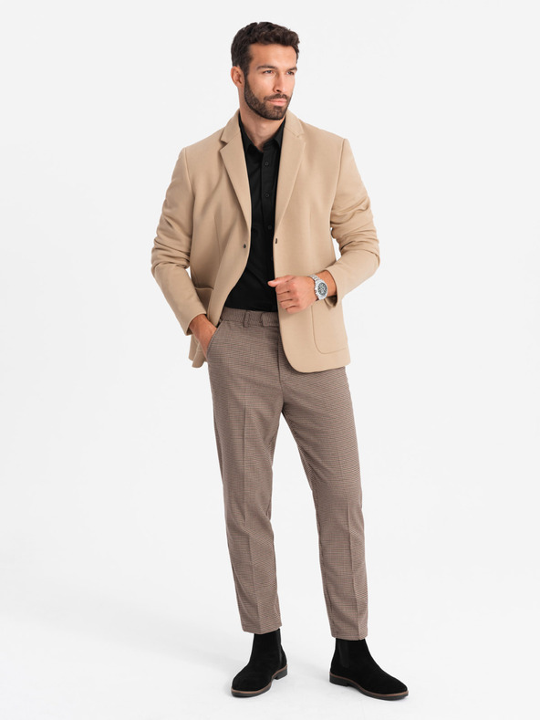 Ombre Clothing Giacca con cappuccio a collo alto da uomo marrone chiaro Ombre Clothing