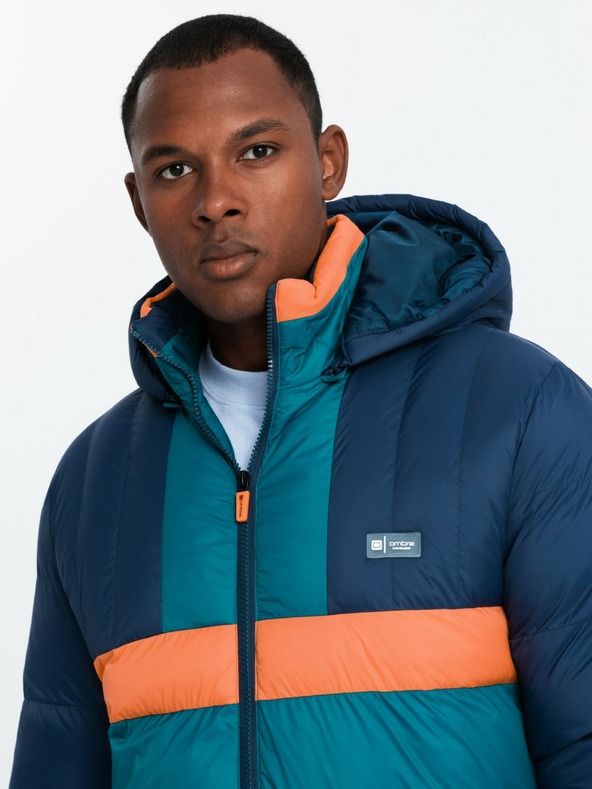 Ombre Clothing Giacca sportiva retrò da uomo in blu scuro e arancione Ombre Clothing