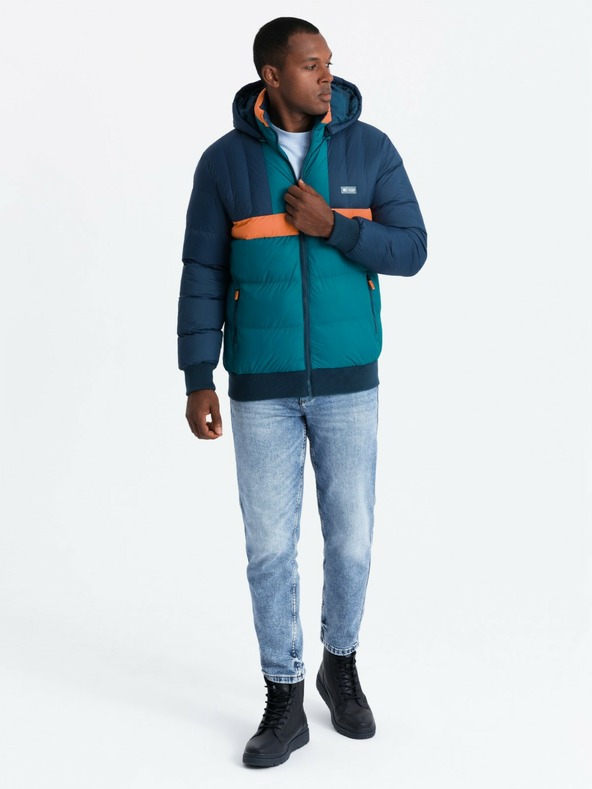 Ombre Clothing Giacca sportiva retrò da uomo in blu scuro e arancione Ombre Clothing