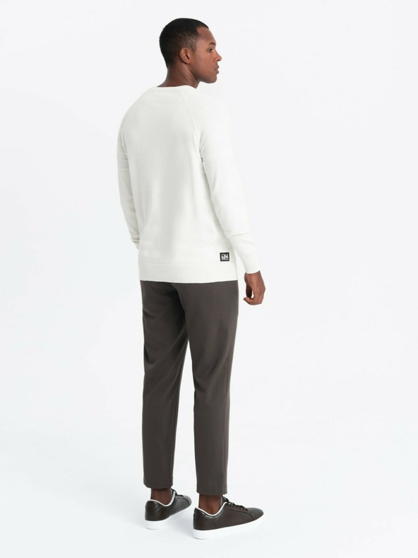 Ombre Clothing Maglione Raglan da uomo con maniche a coste Bianco Ombre Abbigliamento