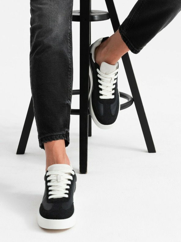 Ombre Clothing Sneakers uomo con suola spessa old-school nero Ombre Clothing