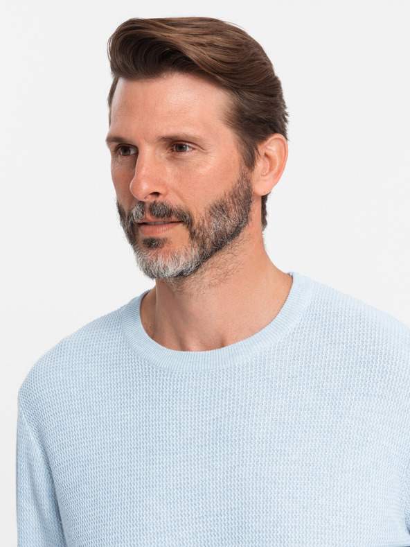 Ombre Clothing Maglione da uomo in maglia strutturata melange blu Ombre Clothing