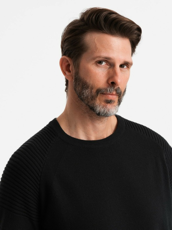 Ombre Clothing Maglione Raglan da uomo con maniche a coste nero Ombre Clothing