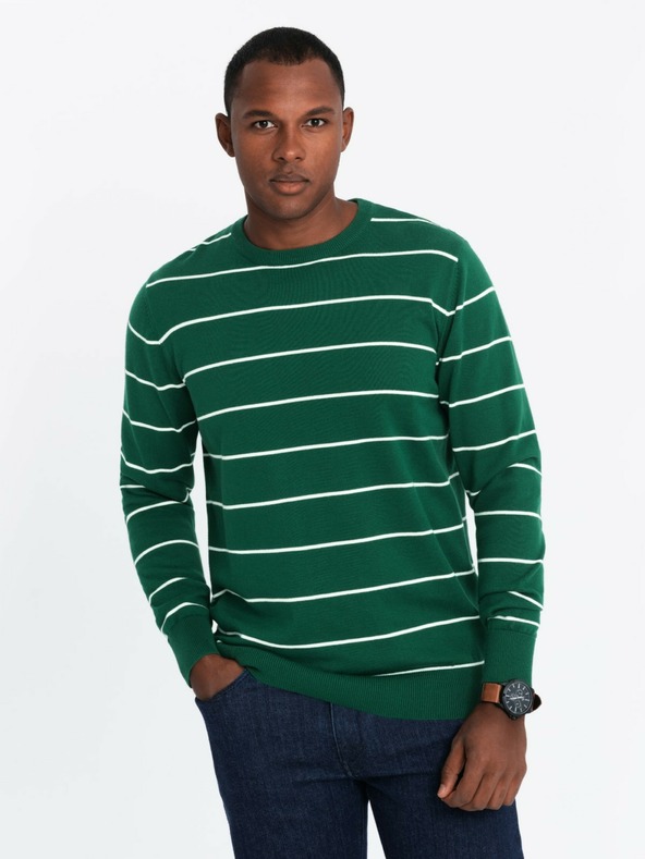 Ombre Clothing Maglione casual da uomo a righe orizzontali verde Ombre Clothing