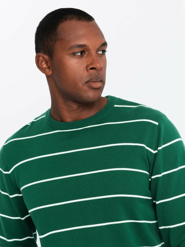 Ombre Clothing Maglione casual da uomo a righe orizzontali verde Ombre Clothing