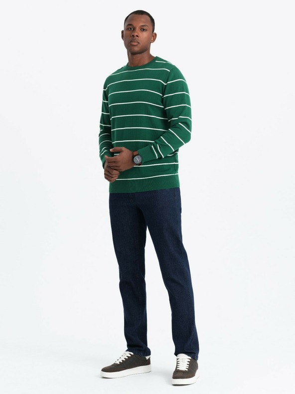 Ombre Clothing Maglione casual da uomo a righe orizzontali verde Ombre Clothing
