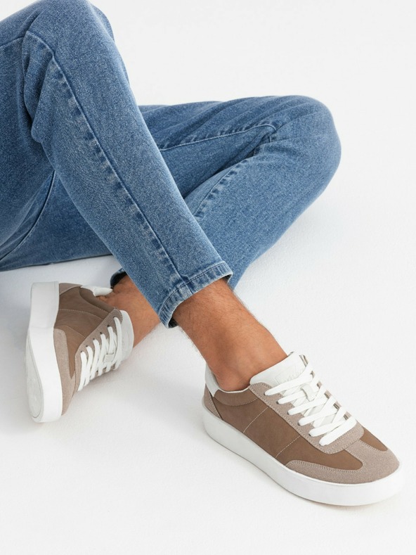 Ombre Clothing Sneakers oldschool da uomo con suola spessa marrone chiaro Ombre Clothing