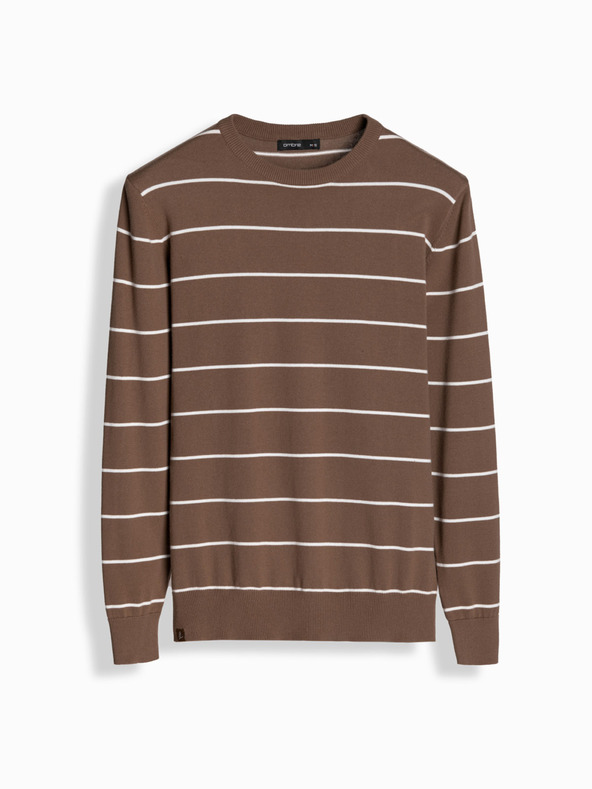 Ombre Clothing Maglione casual da uomo a righe orizzontali marrone Ombre Clothing