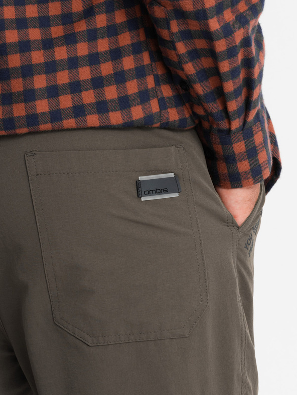 Ombre Clothing Pantaloni jogger da uomo con tasche e stampa verde oliva scuro Ombre Clothing