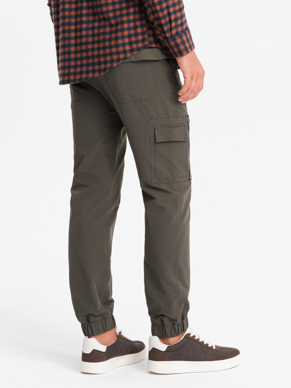 Ombre Clothing Pantaloni jogger da uomo con tasche e stampa verde oliva scuro Ombre Clothing