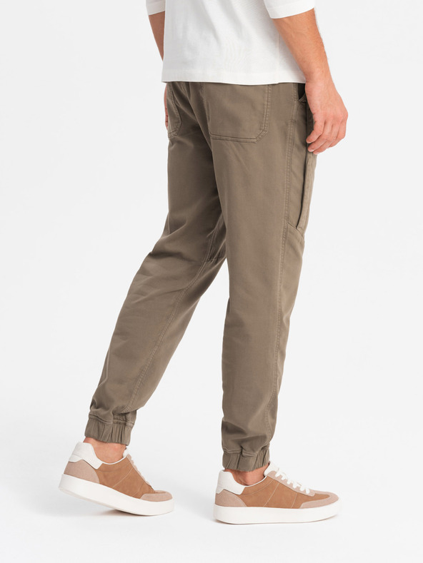 Ombre Clothing Pantaloni da uomo in maglia con pieghe marrone scuro Ombre Clothing