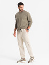 Ombre Clothing Pantaloni da uomo in maglia con tasche cargo crema Ombre Clothing