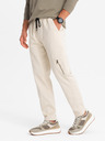 Ombre Clothing Pantaloni da uomo in maglia con tasche cargo crema Ombre Clothing