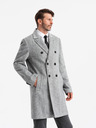 Ombre Clothing Cappotto doppiopetto elegante da uomo a spina di pesce grigio Ombre Clothing