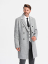 Ombre Clothing Cappotto doppiopetto elegante da uomo a spina di pesce grigio Ombre Clothing