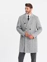 Ombre Clothing Cappotto doppiopetto elegante da uomo a spina di pesce grigio Ombre Clothing