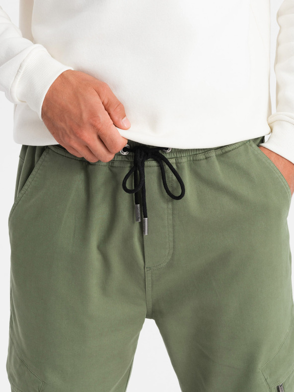 Ombre Clothing Pantaloni da uomo in maglia con tasche oliva Ombre Clothing