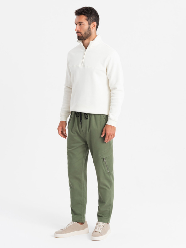 Ombre Clothing Pantaloni da uomo in maglia con tasche oliva Ombre Clothing