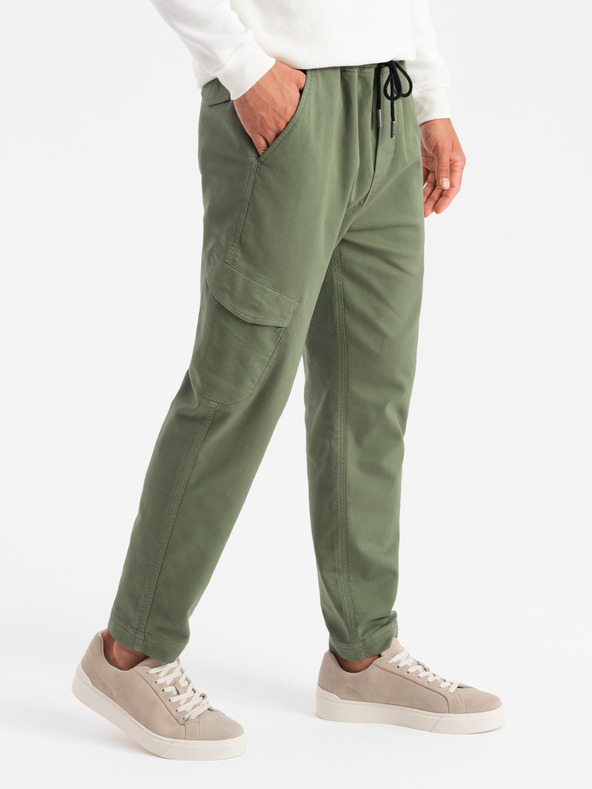 Ombre Clothing Pantaloni da uomo in maglia con tasche oliva Ombre Clothing