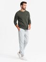 Ombre Clothing Pantaloni da uomo in maglia con pieghe grigio chiaro Ombre Clothing