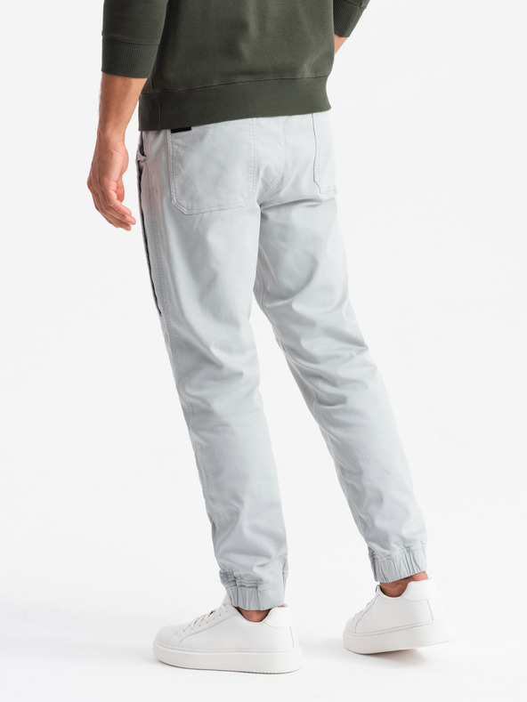 Ombre Clothing Pantaloni da uomo in maglia con pieghe grigio chiaro Ombre Clothing