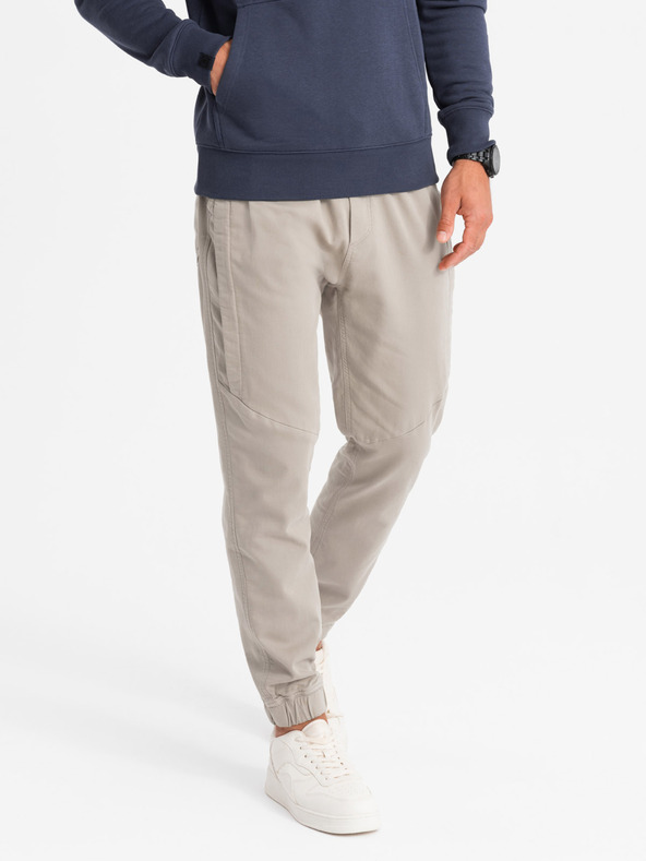 Ombre Clothing Pantaloni da uomo in maglia con pinces grigio Ombre Clothing