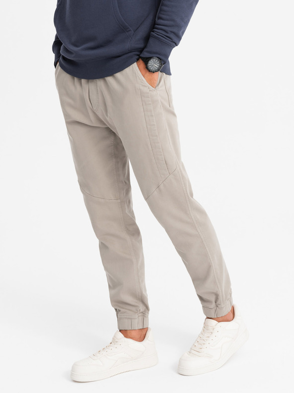 Ombre Clothing Pantaloni da uomo in maglia con pinces grigio Ombre Clothing
