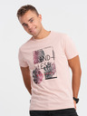 Edoti EDOTI T-shirt stampata da uomo, rosa chiaro