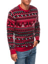 Edoti Maglione natalizio da uomo con motivi norvegesi rosso EDOTI