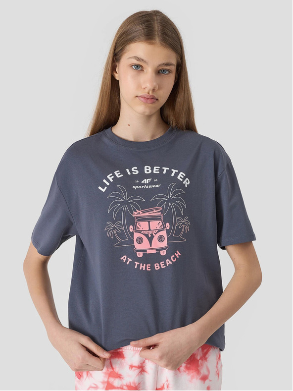 4F Maglietta bambina oversize con stampa 4F