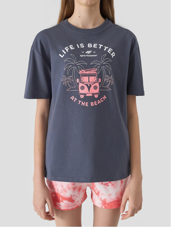 4F Maglietta bambina oversize con stampa 4F