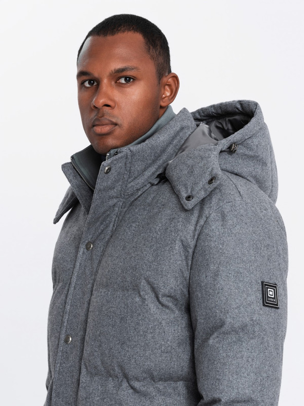 Ombre Clothing Giacca parka lunga e calda da uomo con lana Ombre Abbigliamento