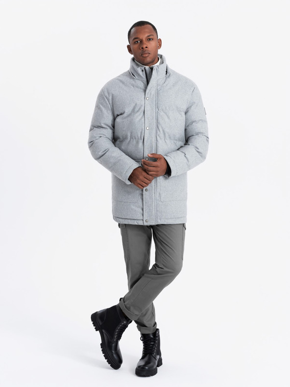 Ombre Clothing Giacca parka lunga e calda da uomo con lana Ombre Abbigliamento