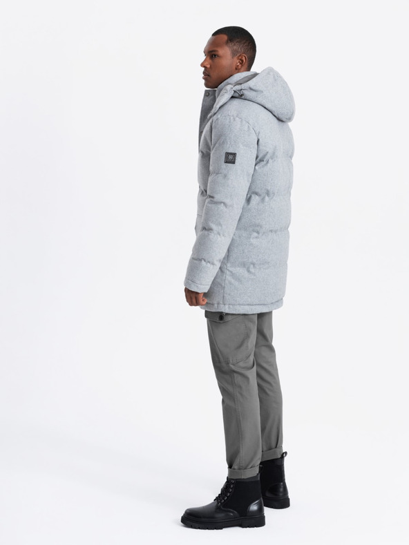 Ombre Clothing Giacca parka lunga e calda da uomo con lana Ombre Abbigliamento