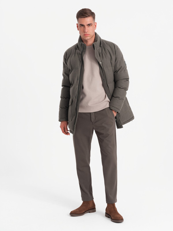 Ombre Clothing Giacca parka lunga e calda da uomo con lana Ombre Abbigliamento