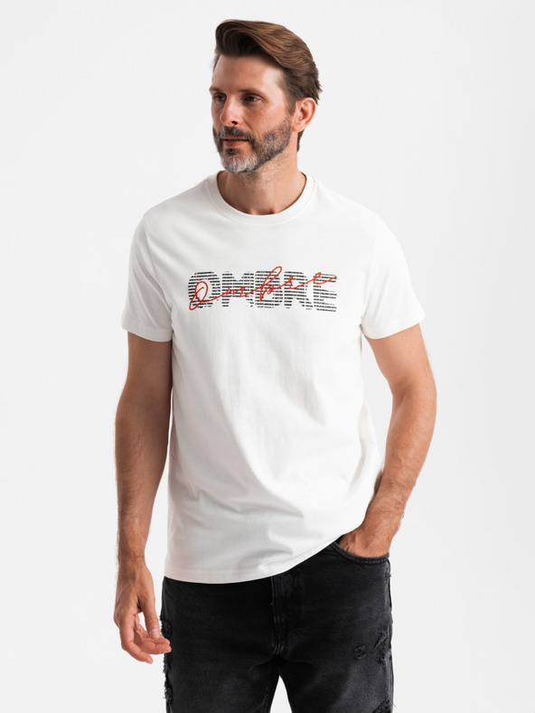Ombre Clothing T-shirt da uomo in cotone con ricamo delicato Ombre Clothing