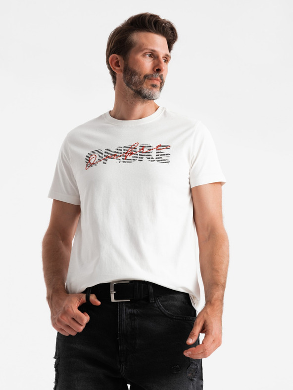 Ombre Clothing T-shirt da uomo in cotone con ricamo delicato Ombre Clothing