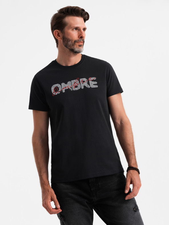 Ombre Clothing T-shirt da uomo in cotone con ricamo delicato Ombre Clothing