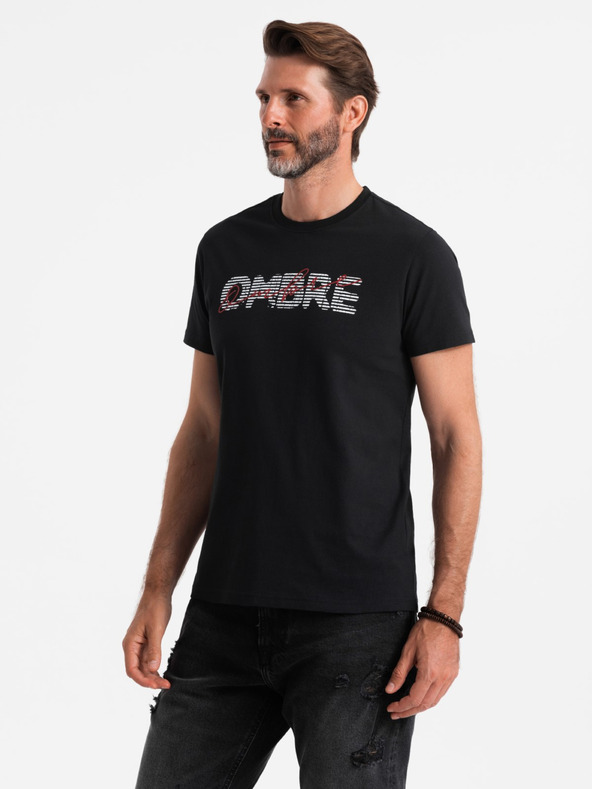 Ombre Clothing T-shirt da uomo in cotone con ricamo delicato Ombre Clothing