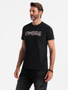 Ombre Clothing T-shirt da uomo in cotone con ricamo delicato Ombre Clothing