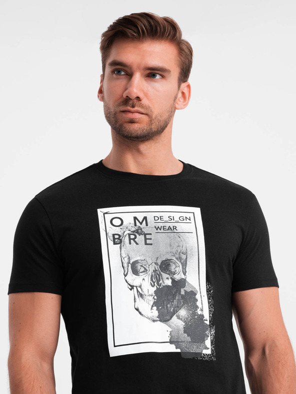 Ombre Clothing T-shirt da uomo in cotone con ricamo delicato Ombre Clothing