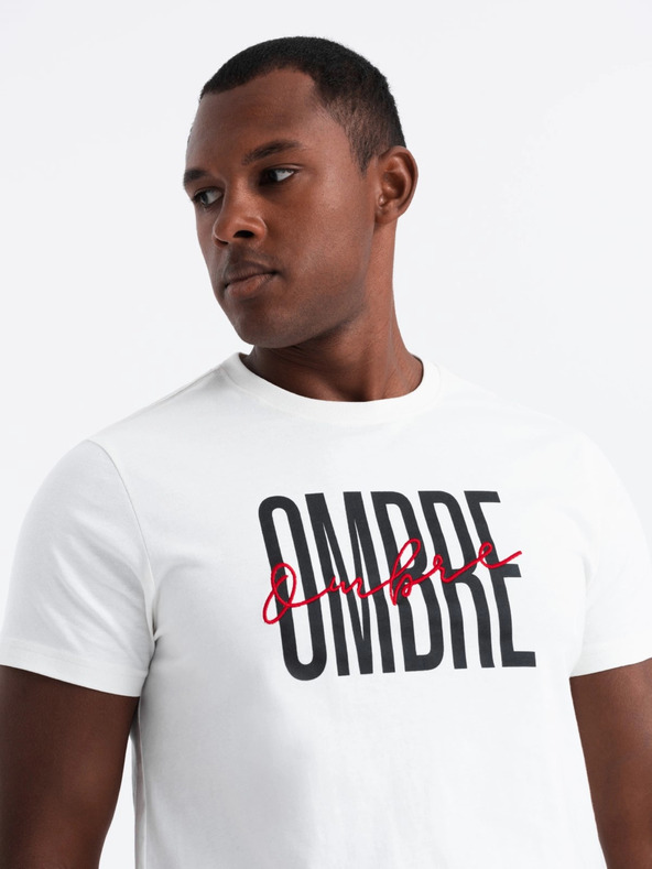 Ombre Clothing T-shirt da uomo in cotone con ricamo delicato Ombre Clothing