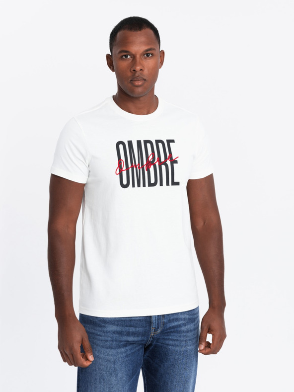 Ombre Clothing T-shirt da uomo in cotone con ricamo delicato Ombre Clothing