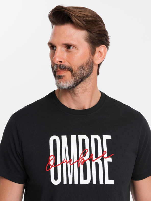 Ombre Clothing T-shirt da uomo in cotone con ricamo delicato Ombre Clothing