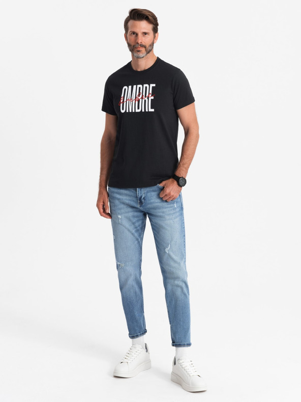 Ombre Clothing T-shirt da uomo in cotone con ricamo delicato Ombre Clothing