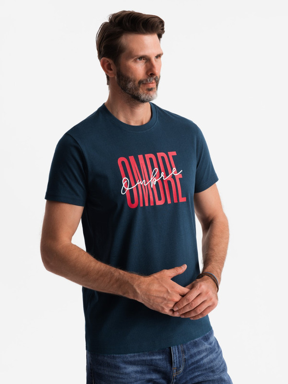 Ombre Clothing T-shirt da uomo in cotone con ricamo delicato Ombre Clothing