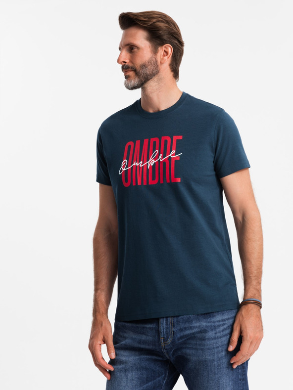 Ombre Clothing T-shirt da uomo in cotone con ricamo delicato Ombre Clothing