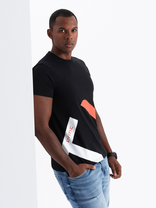 Ombre Clothing T-shirt da uomo in cotone con ricamo delicato Ombre Clothing